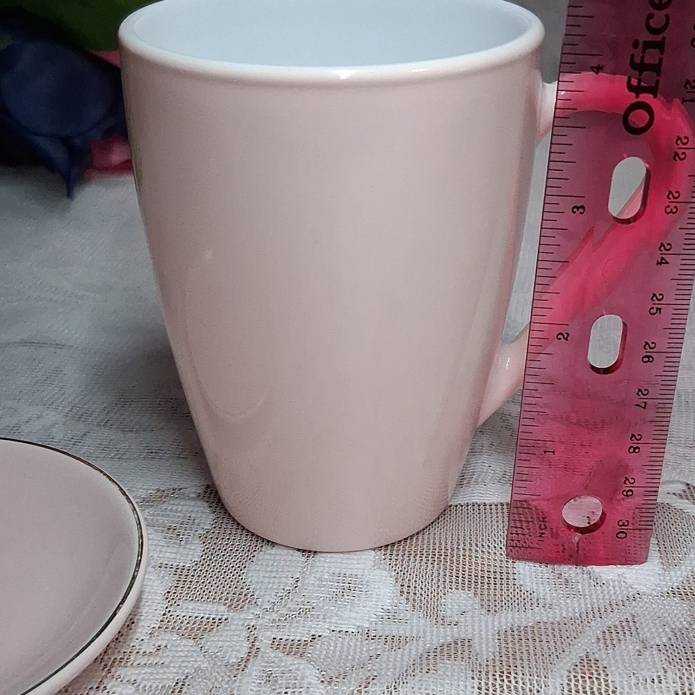 Bormioli Rocco Mug Pink Pastel Tempered Glass With Pink Saucer Cottagecore - Picture 13 of 13